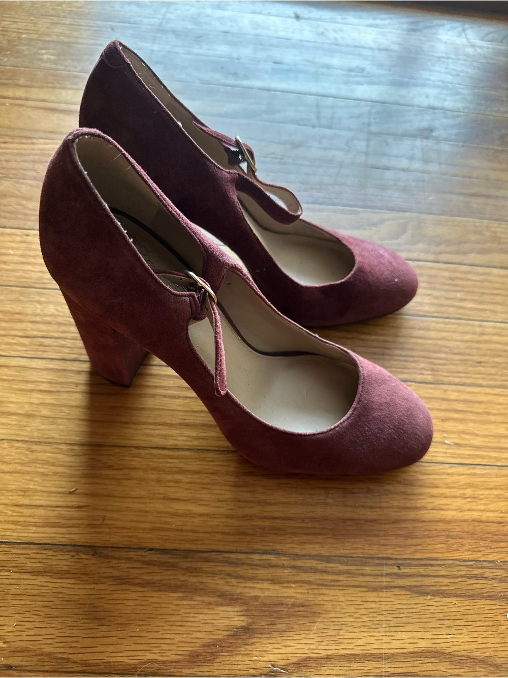 Vince Camuto Plum Suede Mary Jane Block Heels Sz 8.5M